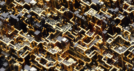 Wall Mural - abstract high-tech and science concept. computer technologies, artificial intelligence (ai) and mach