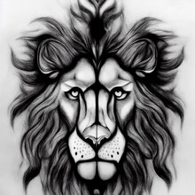 Portrait Of A Lion. Digital Illustration.