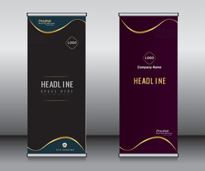 Roll up banner template design, banner, layout, advertisement, pull up, polygon background, vector illustration, business flyer, display, x-banner, flag-banner, Info graphics, presentation.