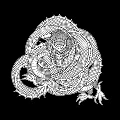 Wall Mural - Dragon japanese style tattoo vector illustration