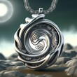 Yin yang pedant made of silver, 3D style