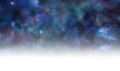 Wall Mural - celestial deep space starry night background - dark blue heavenly night sky fading into white backgr