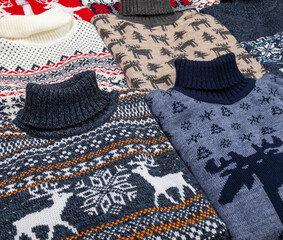 Poster - Collection of knitted Christmas sweaters for sale