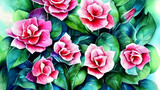 watercolor painting gardenia flowers, background design with Generative AI.