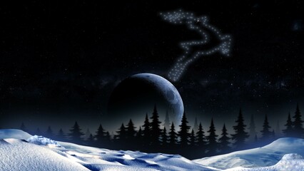 Wall Mural - christmas landscape , december constellation