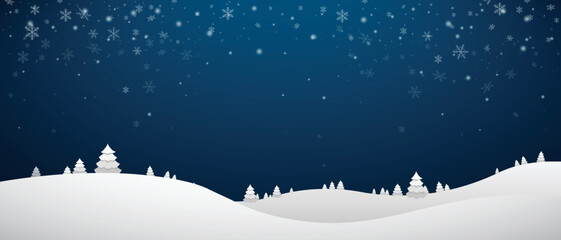 snowfall landscape on blue background christmas snowy winter design falling white snowflakes landsca