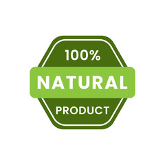 Wall Mural - 100 % Natural product label, icon, sign, logo. Sticker for natural products. Natural organic stamp food badge. Vector illustration.