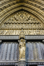Statues On The Facade Of The Westminster Abbey Cathedral In London, England