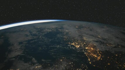 Wall Mural - night time view of the uk and northern europe from space. elements of this clip furnished by nasa.