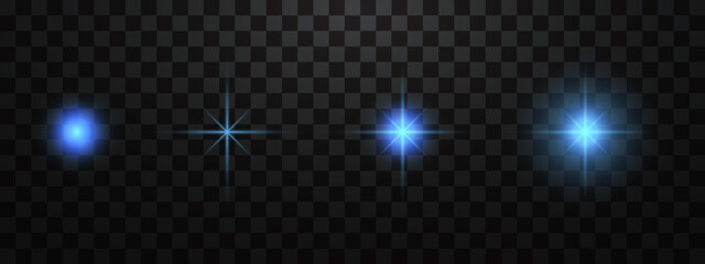blue glowing light effect for lamp on transparent background