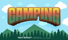Editable 3d Camping Text Effect. Fancy Cartoon Text Effect Perfect For Logotype, Title And Heading