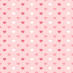 Wall Mural - Cute seamless vector pattern with wonderful small hearts on pastel pink background