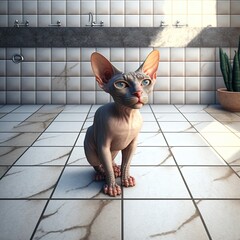 Wall Mural - Sphinx cat in the bathroom