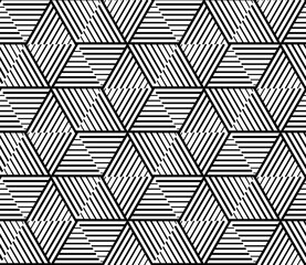Wall Mural - Vector seamless texture. Modern geometric background with hexagonal tiles and stripes.