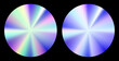 Holographic template circle sticker in a trendy y2k style.Vector Graphic with textured foil effect.