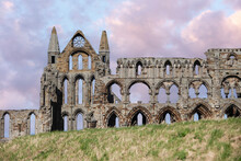 Whitby, Yorkshire, United Kingdom, 23, March 2014 Iconic Whitby Abbey In North Yorkshire Side On View