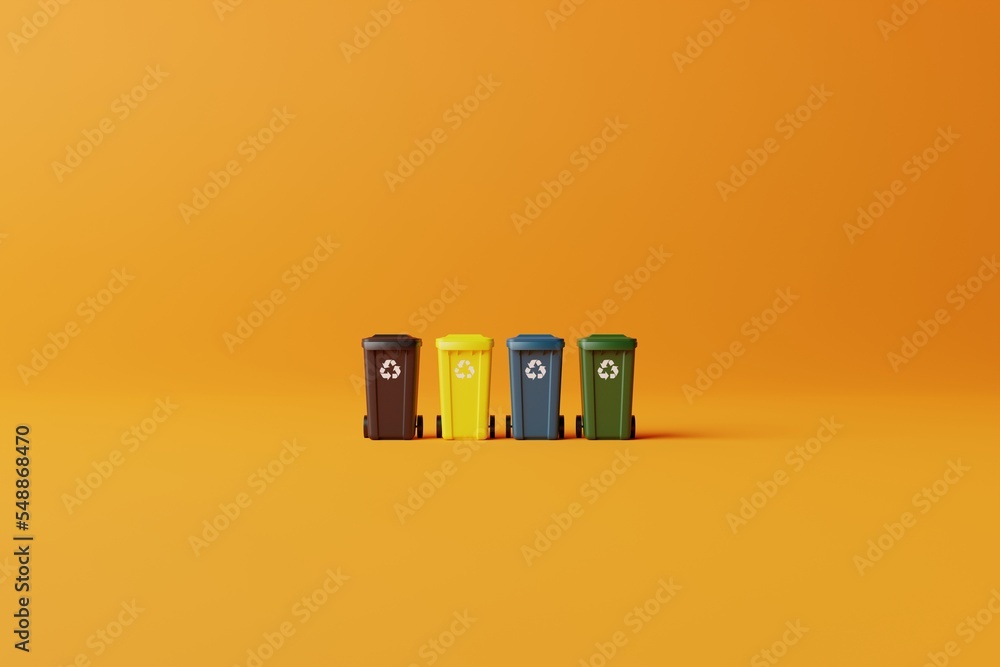 Waste bins for segregation. Wastepaper basket in different colors for ...