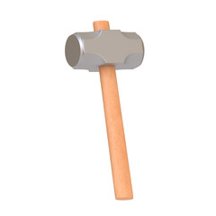 Wall Mural - Hammer isolated on white background. 3D icon, sign and symbol. Cartoon minimal style. 3D Rendering Illustration