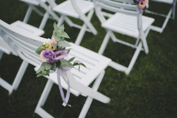 Wall Mural - white wedding chairs