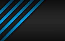 Black Corporate Abstract Background With Oblique Blue Stripes. Technology Design. Vector Illustration