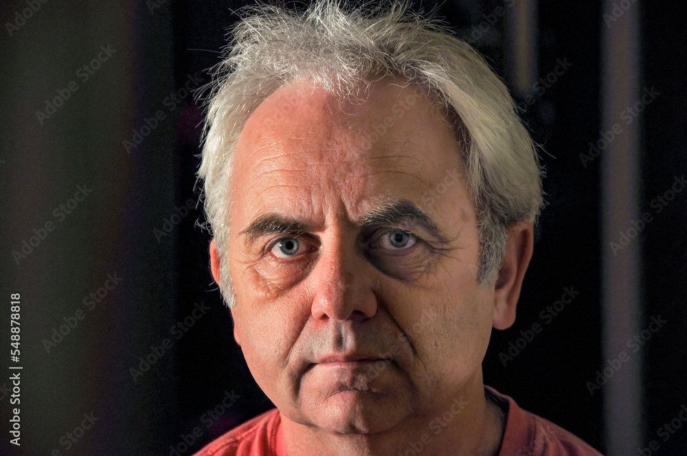 Portrait of a senior man with grey hair and a serious expression Stock ...