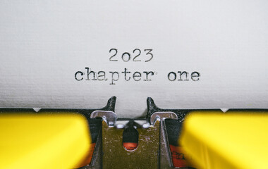 Wall Mural - Old Typewriter with following text on paper - 2023 Chapter one. new years concept