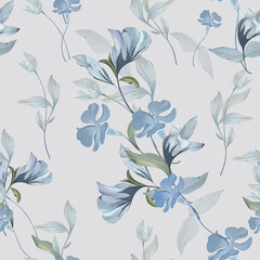  Blue Floral Seamless Pattern. Big Floral With trendy color Good for fashion, print, branding, invitation and more. 