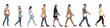 © New Africa - Collage with photos of people wearing stylish outfit walking on white background. Banner design