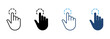 Touch Gesture of Computer Mouse Line and Silhouette Color Icon Set. Pointer Finger Pictogram. Click Press Double Tap Swipe Point Symbol Collection on White Background. Isolated Vector Illustration