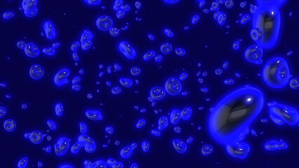 Wall Mural - animation with moving molecules in space. motion. ring 3d molecules move in chaotic field. 3d molecu