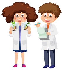 Wall Mural - Scientist kids doing science experiment