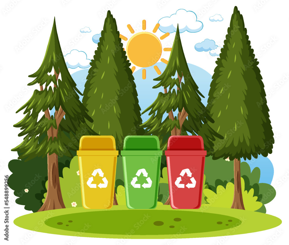 Different types of bins at park Stock Vector | Adobe Stock