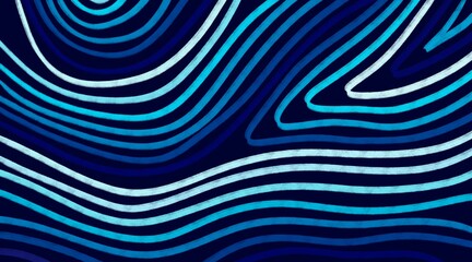 Poster - Abstract line contour pattern with blue gradation for background and wallpaper