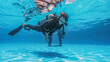student doing scuba diving classes learning hover and buoyancy