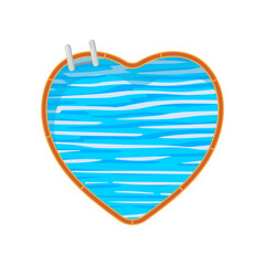 Sticker - Heart-shaped swimming pool vector illustration. Top view of swimming pools with water and staircase for plan isolated on white background. Vacation, summer, recreation, sports concept