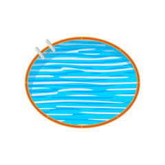 Sticker - Oval-shaped swimming pool vector illustration. Top view of swimming pools with water and staircase for plan isolated on white background. Vacation, summer, recreation, sports concept