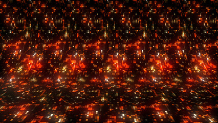 Wall Mural - bright background with curve and twinkling squares. motion. spatial bending of background with neon 