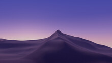 Undulating Sand Dunes Form A Surreal Desert Landscape. Dusk Wallpaper With Lilac Gradient Sky.