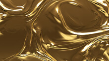 Metallic, Glistening, Liquid Texture. A Golden Surface For Gold, Smooth Backgrounds.