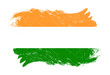 India flag on distressed grunge white stroke brush background