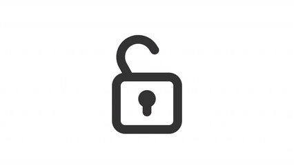 Sticker - Animated open lock line ui icon. Private data access. Seamless loop HD video with alpha channel on transparent background. Outline isolated user interface element motion graphic animation