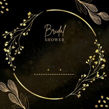Elegant Black Gold Floral Background For The Brigdal Shower Invitation

