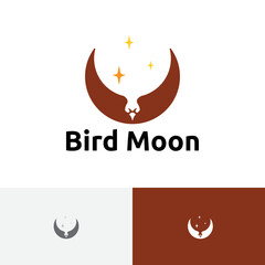 Wall Mural - Bird Moon Eagle Wings Fly Stars Crescent Moon Logo