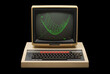 © Brian Donovan - 1980s personal computer with monitor frontal view against a black background