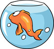 Goldfisch in engem Aquarium denkt voller Sehnsucht über Freiheit nach