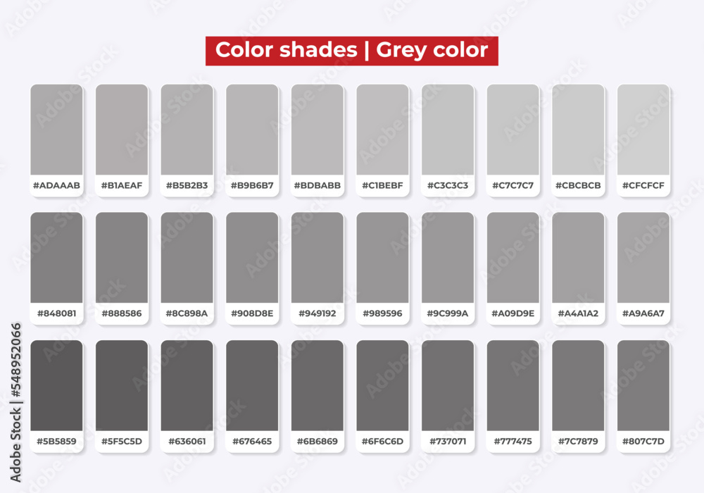 Color palette, Grey color shades, Color harmony, Set of trendy flat ...
