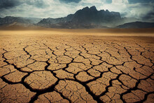 Dry Cracked Earth In Desert Generative Ai Illustration
