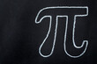 The Greek letter Pi is drawn in chalk on a black board in honor of the international number Pi for March 14