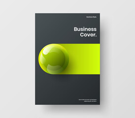 Wall Mural - Clean corporate brochure A4 vector design concept. Creative 3D spheres book cover template.