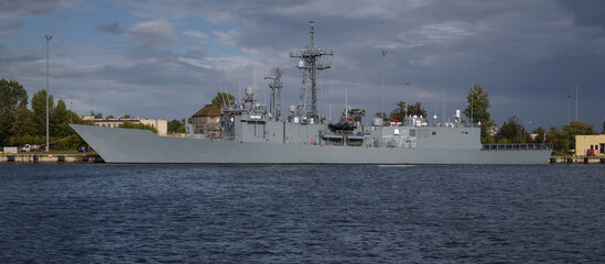 Wall Mural - MISSILE FRIGATE - A warship at a naval base